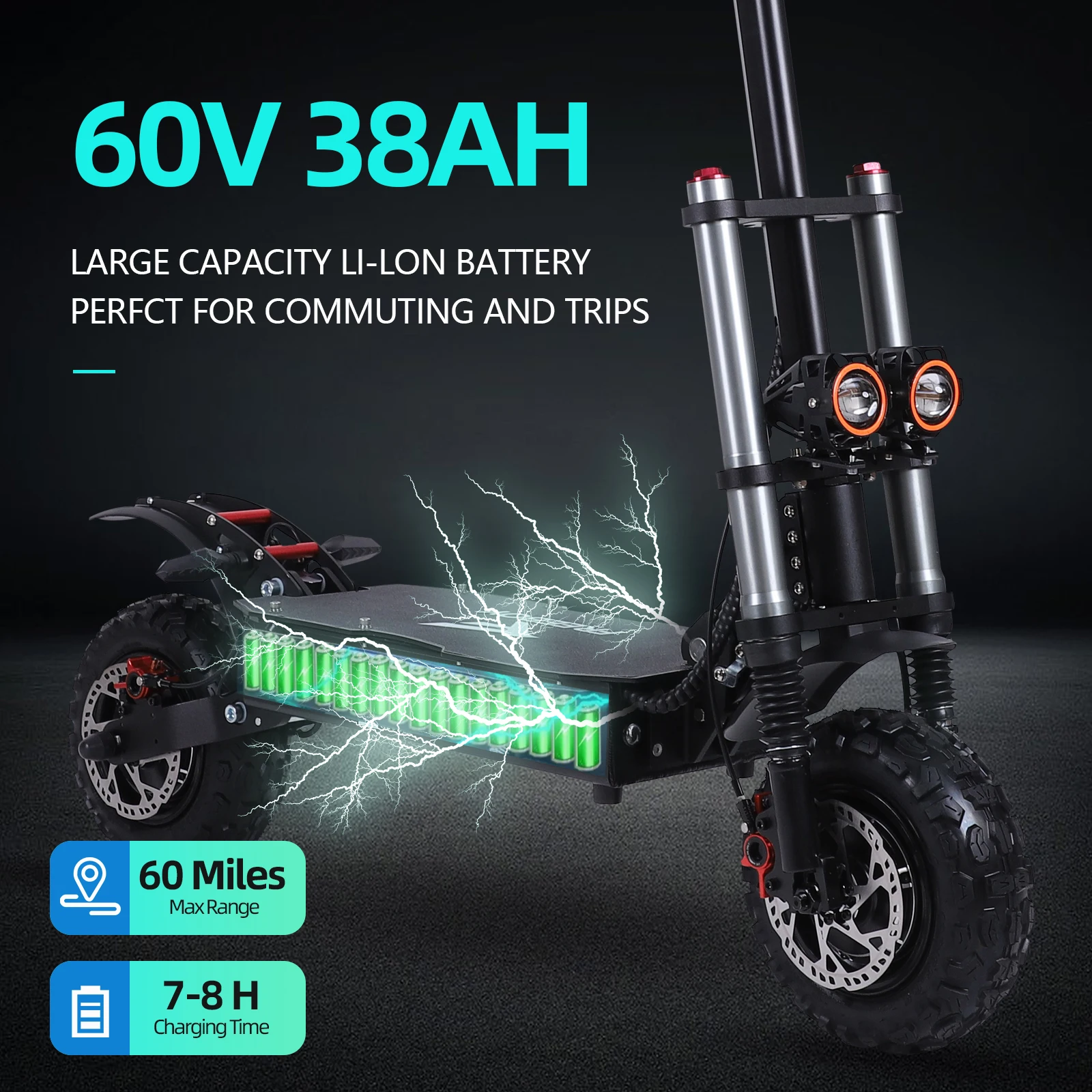 FREEBOY J30MAX  E-Scooter for Adults 6000W Peak Dual Motor 53MPH Max Speed 60V 38Ah Lithium Battery  11
