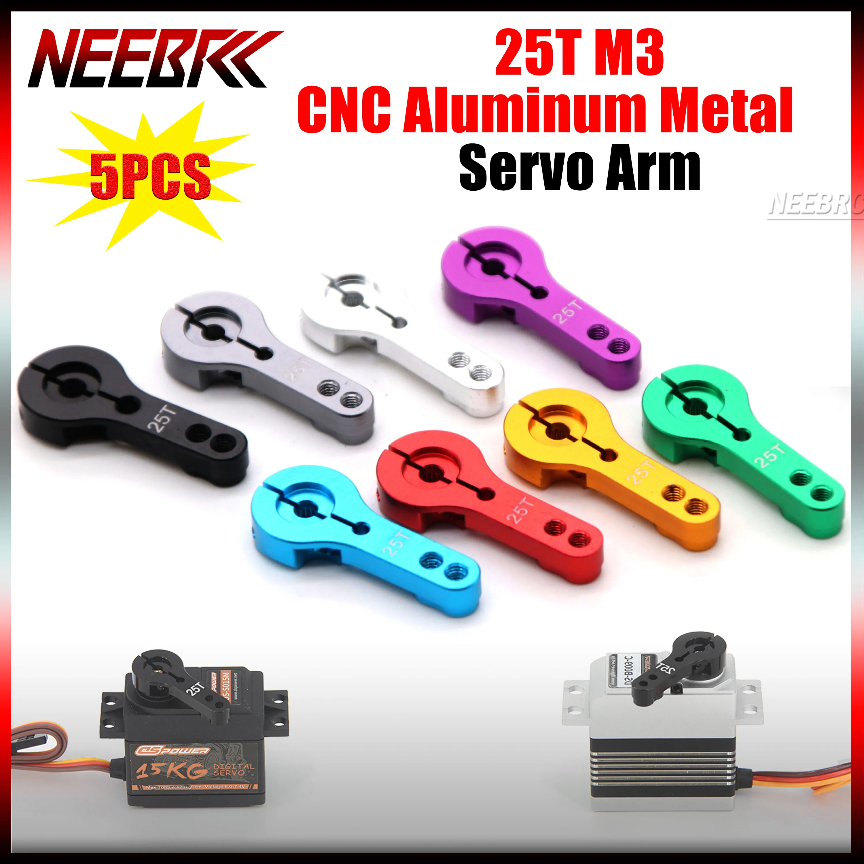 5 Stück 25T M3 Metall CNC Aluminium RC Servo-Arm-Set für Futaba Savox Xcore PowerHD JX SPT Dspower Verbesserte Servo-Zubehörteile