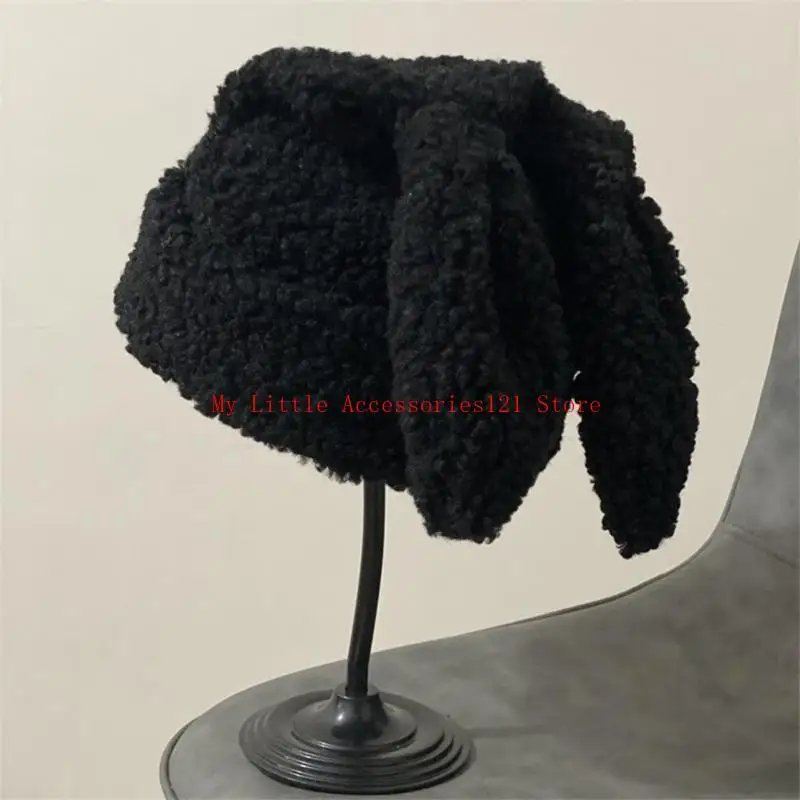 النسخة الكورية من آذان أرنب محبوك قبعة المرأة قبعة محبوكة سميكة للارتداء اليومي