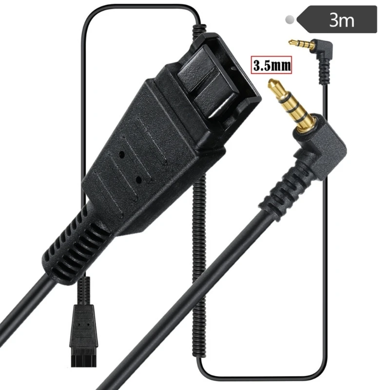 Call Center Headsets Quick Disconnects QD Cable To 3.5mm Adapters Wire Suitable For Voice Call & Chatting On PC 300cm