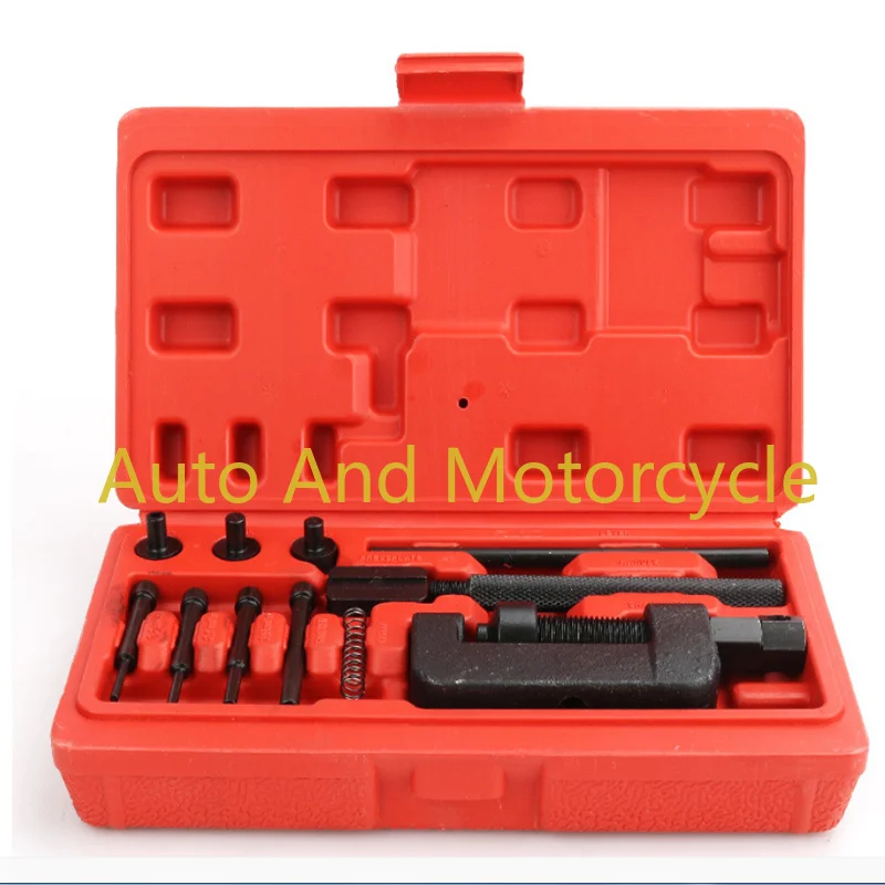 Motorcycle 4 Pins Chain Cutter Breaker Splitter Riveting Tool Rivet Repair Set For Chain 415/420/428/520/525/530/630 Motorbike