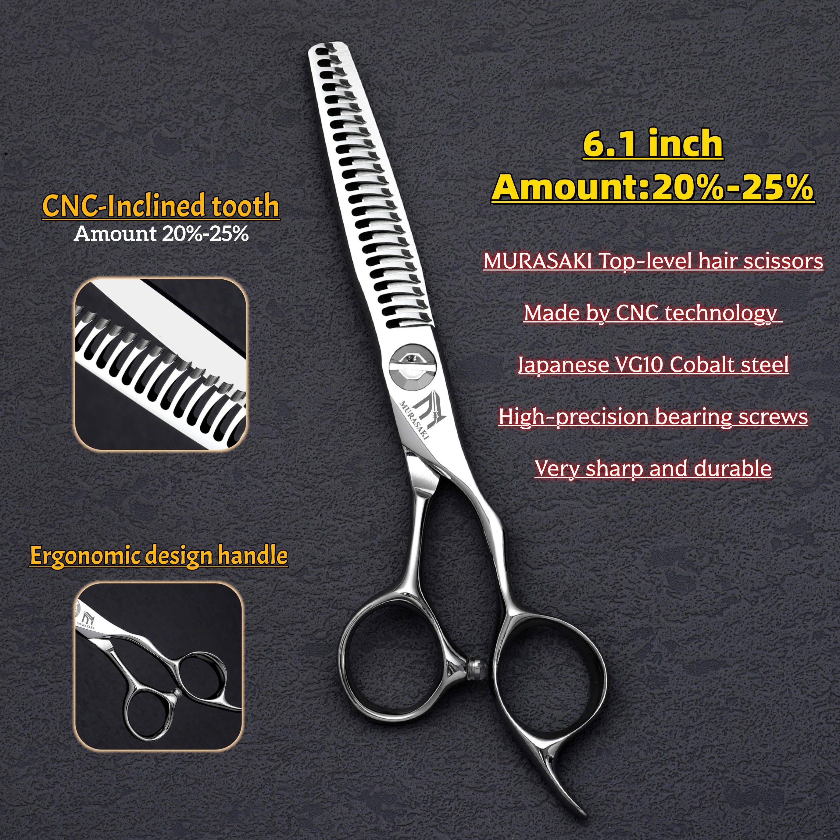 MURASAKI 6 inch Professional CNC Thinning Scissors，Made by Japanese VG10 Steel Barber Scissors，Top-level Hair Cutting Machine