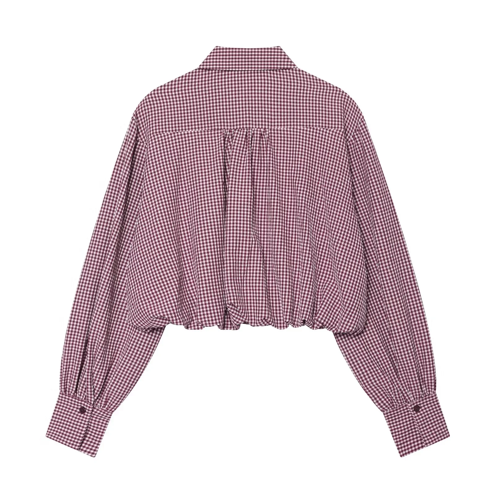 BSAY Damenmode Kariertes Hemd 2026 Frühling Neu College-Stil Revers Langarm Blusen Einreihig Schicke Damen Oberteile Mujer – Detail 4