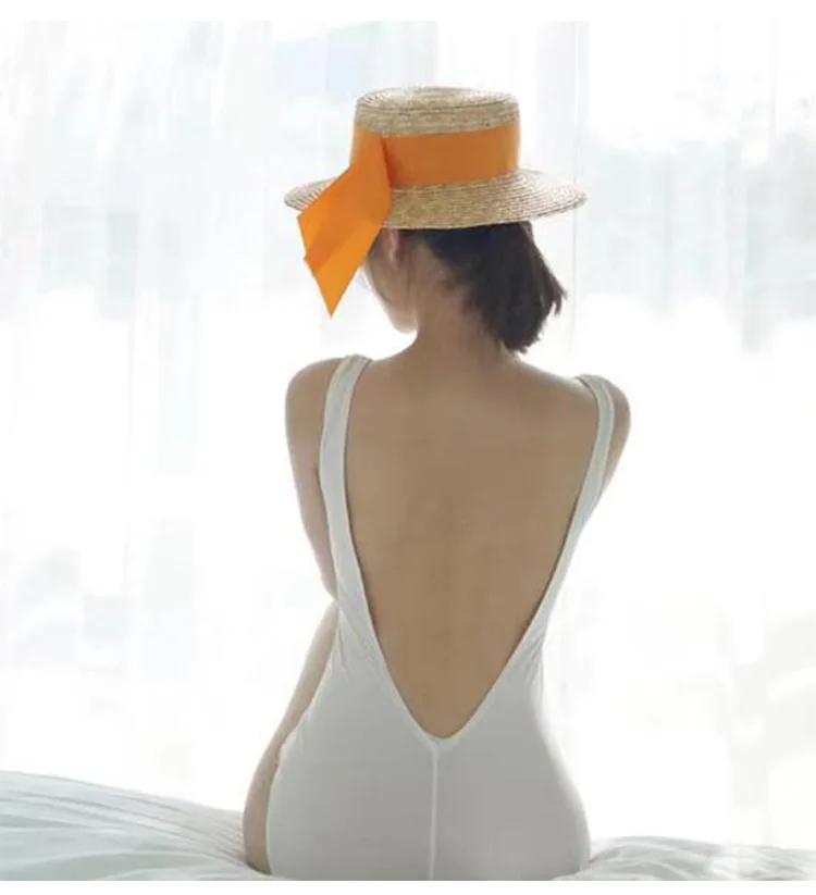 Korean Rumei Back Deep V Sexy Triangle One-Piece Swimsuit Women's Black Seduction Simple Hot Spring Swimsuit Bikini