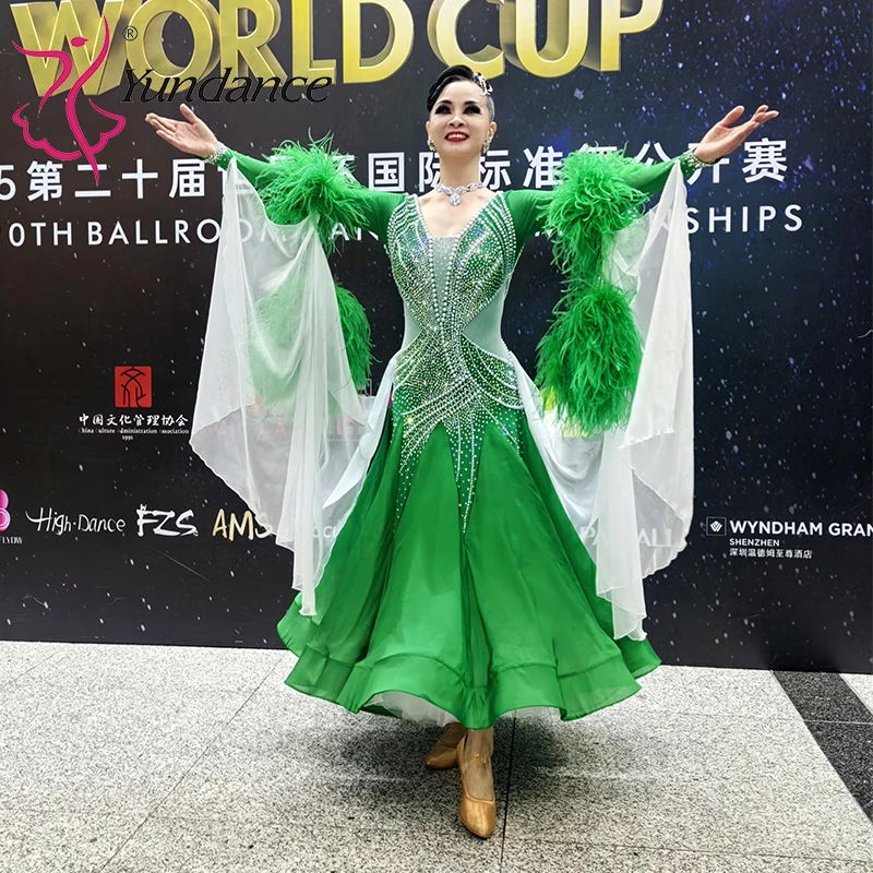 

B-25109 Индивидуальное танцевальное платье для бальных танцев по международным стандартам для женщин, из спандекса/полиэстера, для выступлений на сцене