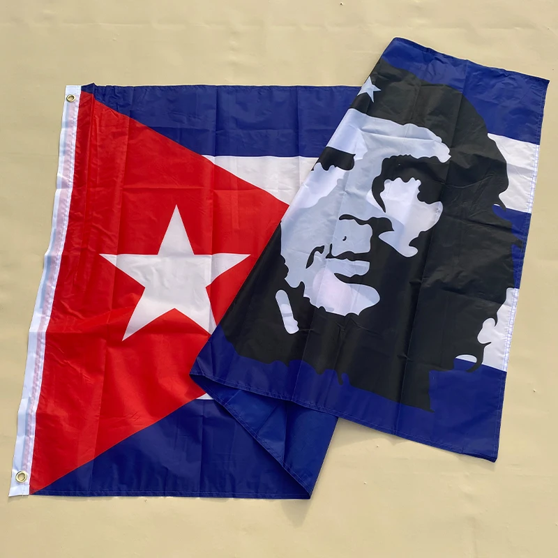 EOODLOVE FLAG Cuban Flag 90x150cm Cuban Revolutionary Hero Flag 3x5 feet Hanging Polyester Banner