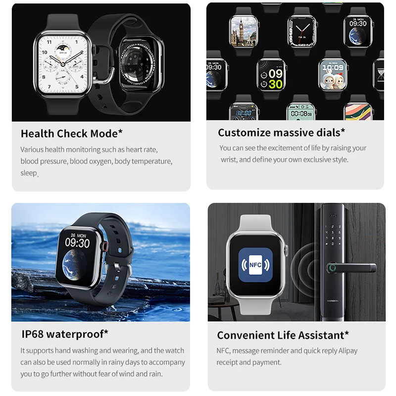 Bekijk 9 GPS-track Smart Watch Heren Vrouw Hartslag Lichaamstemperatuur Bluetooth Oproep Waterdicht Sport Smart Watch voor Android iOS