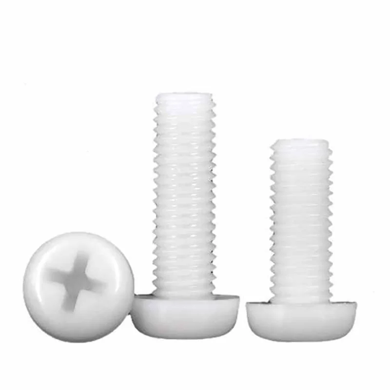 Witte nylon schroef M4 M5 kruisronde kopstukken, slijtvaste isolatieschroef voor elektronische apparatuur en meubels
