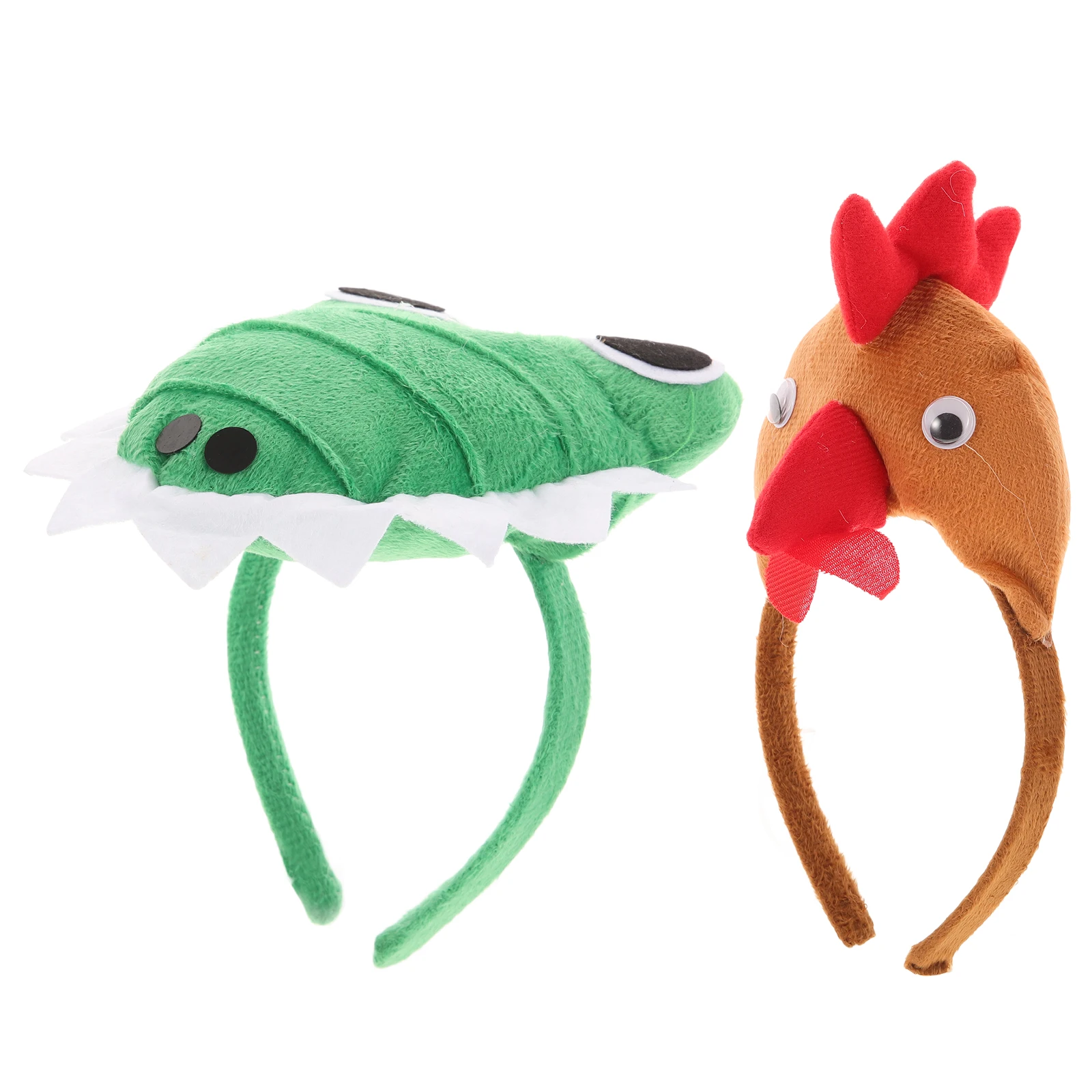 

2pcs Rooster Alligator Headband Party Photo Prop Animal Hair Decor Cartoon Headdress Adorable Accessory Adults