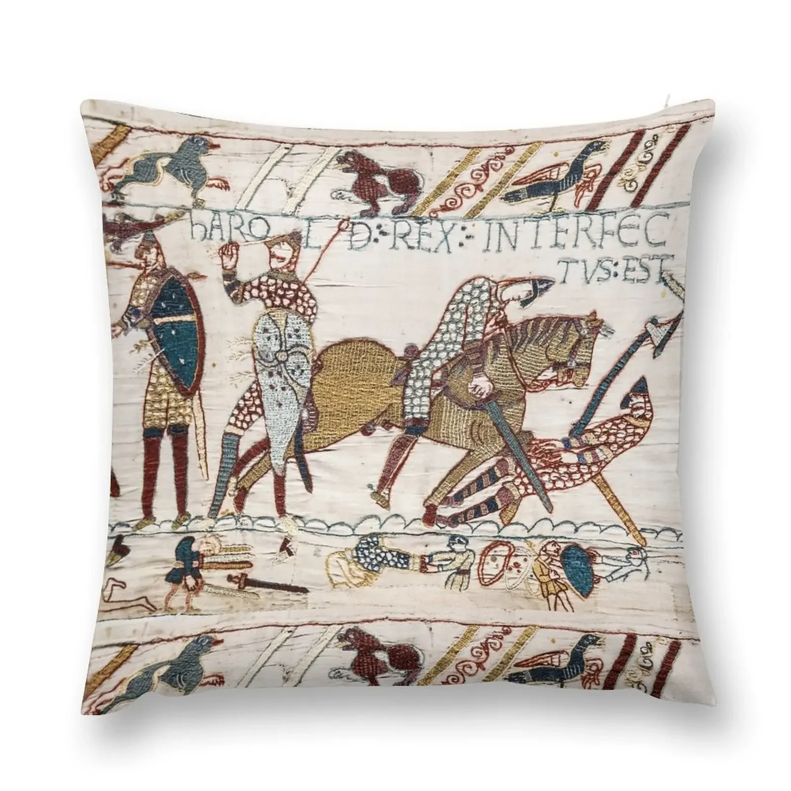 

THE BAYEUX TAPESTRY ,The Death of King Harold at Battle of Hastings. Throw Pillow Decorative Cushion pillow