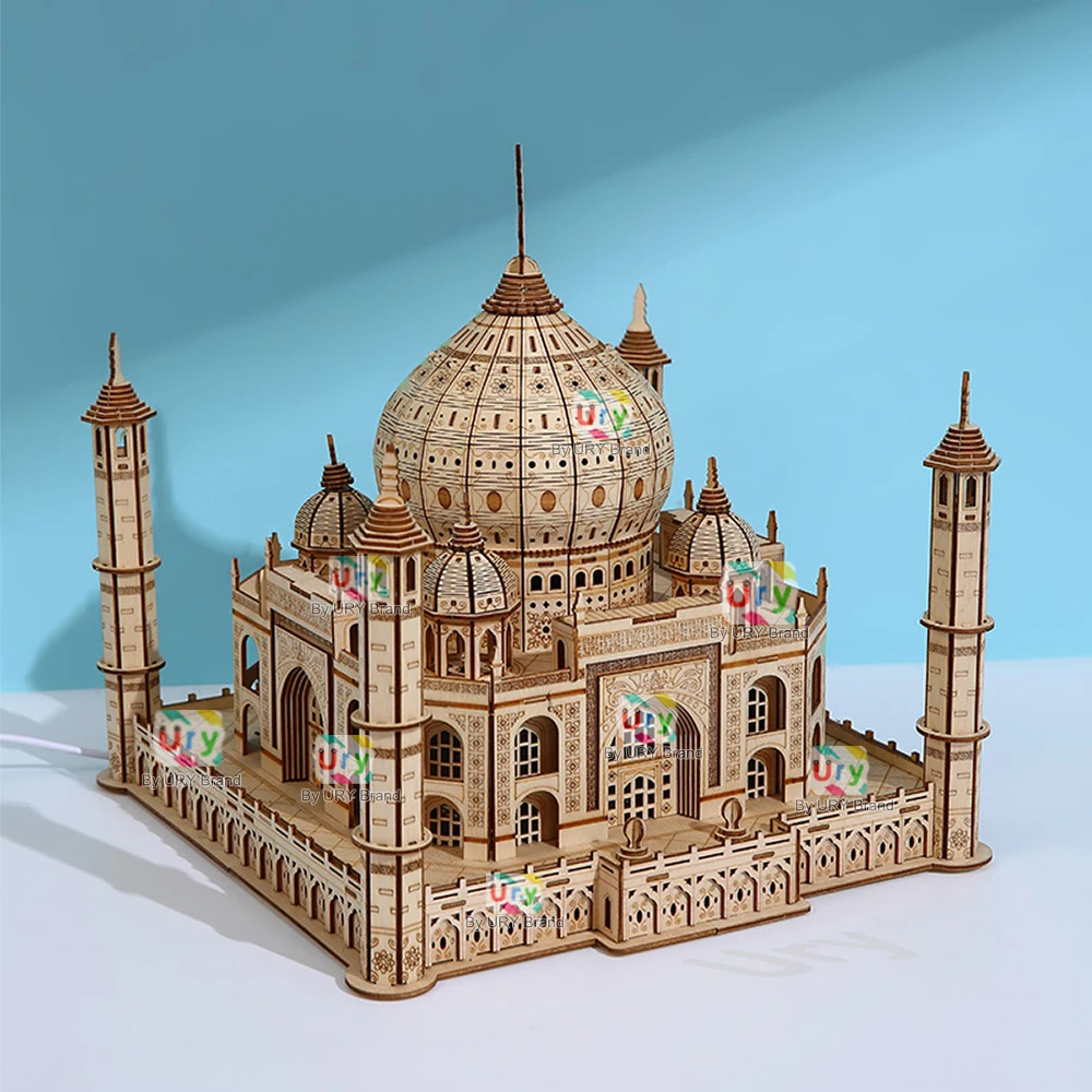 3D ไม้ Puzzle House Royal Castle Taj Mahal Light ชิ้นส่วนของเล่นสำหรับเด็กผู้ใหญ่ DIY ชุดตกแต่งโต๊ะสำหรับของขวัญ