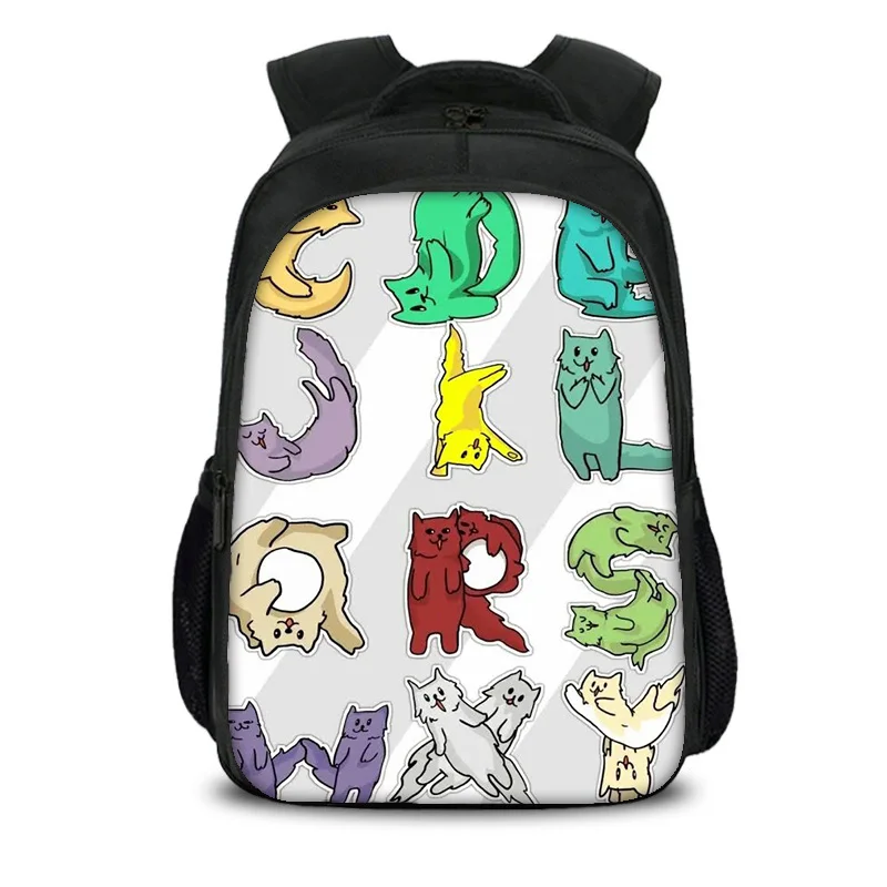 Alphabet Lore double-layer backpack with cartoon printed letters, large capacity for elementary school boys and girls, new model