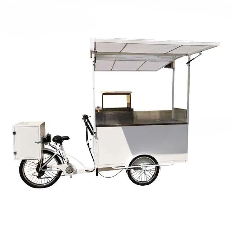 Mobile stall fried ice bicycle Internet celebrity thick cut fried yogurt snack car electric reverse riding donkey tricycle