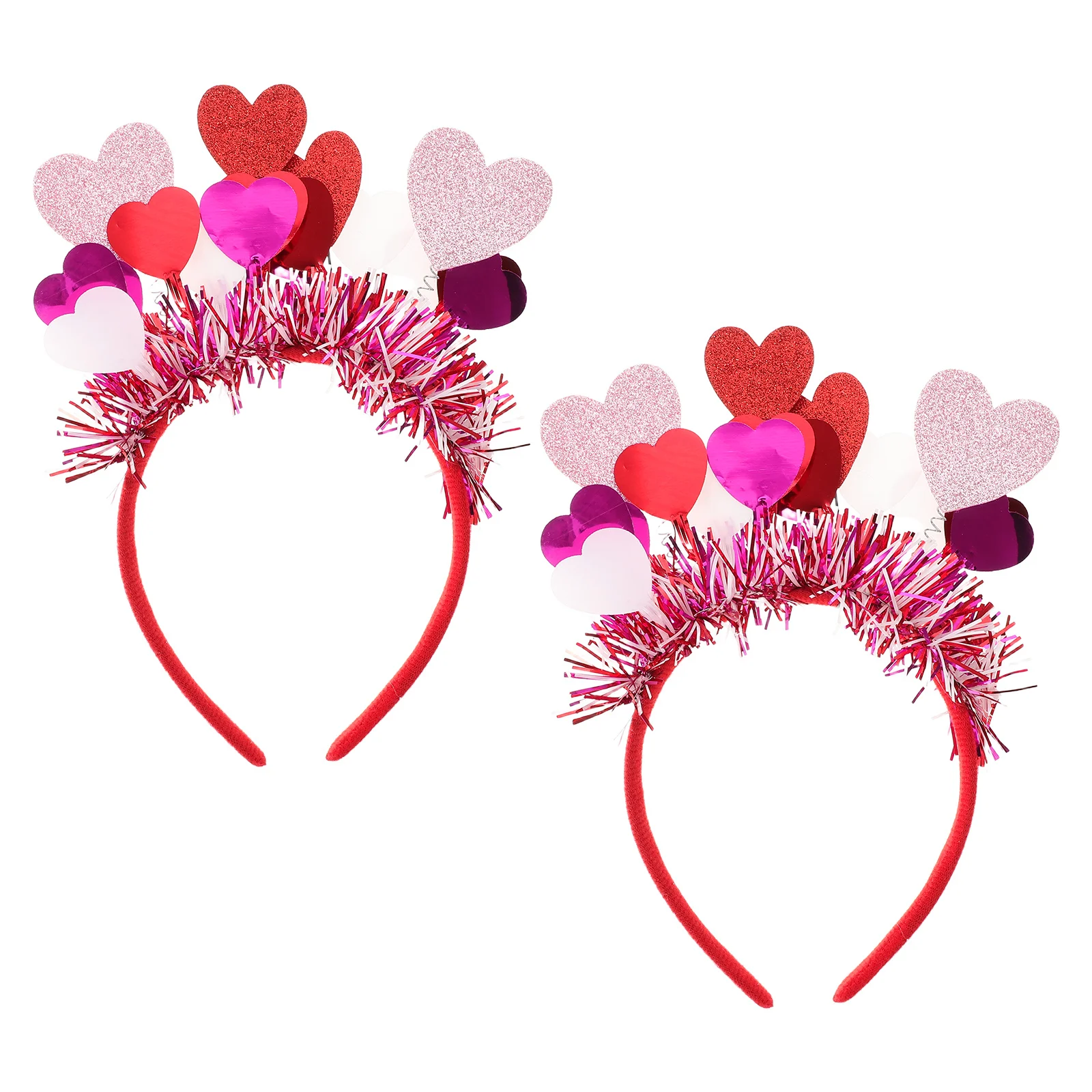 

2Pcs Valentines Day Heart Headbands Red Sequin Heart Headwear Fashion Party Costume Accessories Holiday Wedding Hairbands