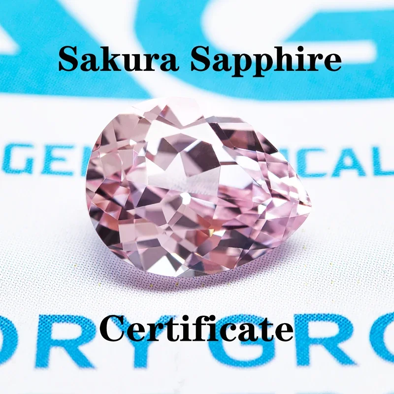 

Lab Grown Sapphire Sakura Pink Color Pear Shape Charm Gemstone DIY Ring Necklace Earrings Main Materials with AGL Certificate