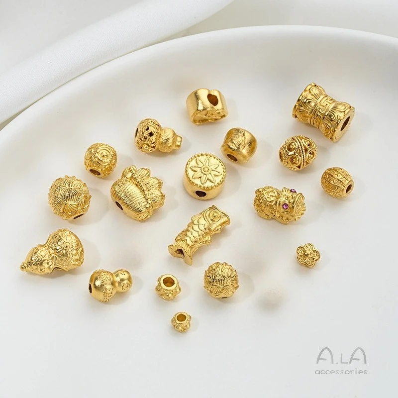 

Бусины с прочным цветовым покрытием: Вьетнамское песочное золото, клевер, лотос, тыква, кои. Аксессуары для DIY-изделий, бисерных ожерелий и подвесок ручной работы.