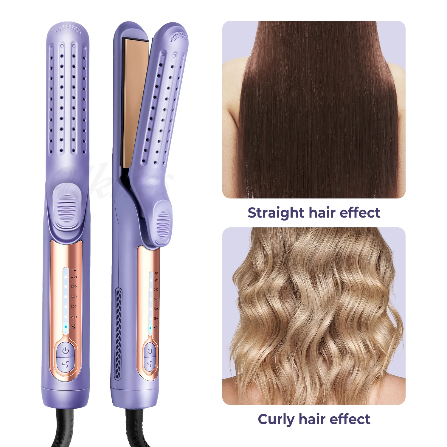 Flat Iron Hair Straightener with 360° Air Technology, Airflow Styler Hair Straightener & Curler 2-in-1