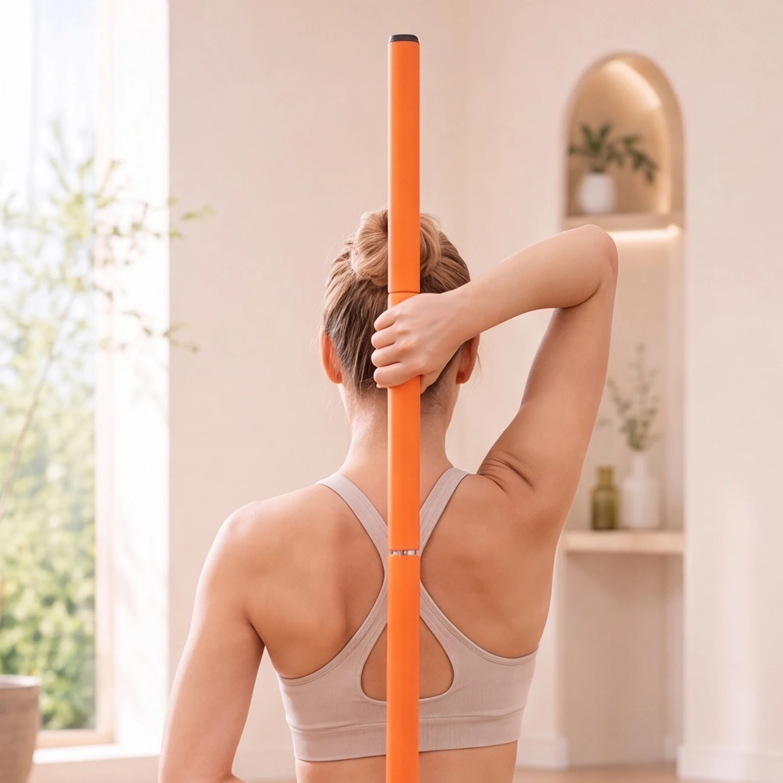 Foam Padded Yoga Bar 150cm Detachable 4-Section Steel Core Shoulder Stretch Body Alignment Posture Training Rod