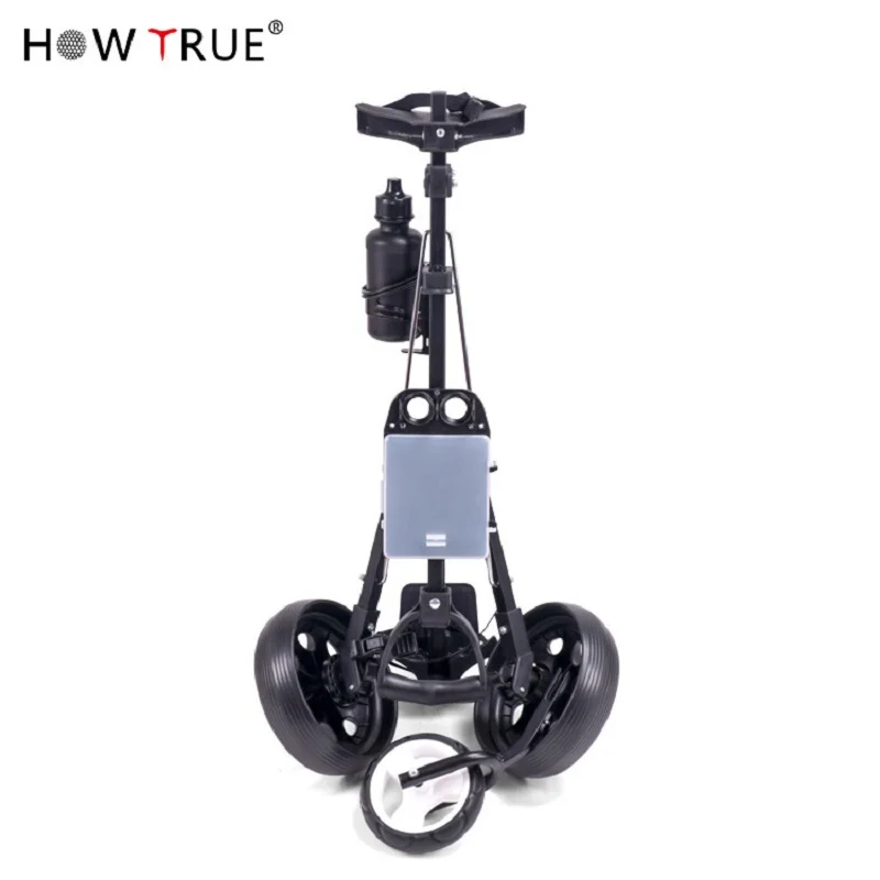 3 Wheel Golf Push Cart with water bottle Lightweight Folding Walking Push Cart