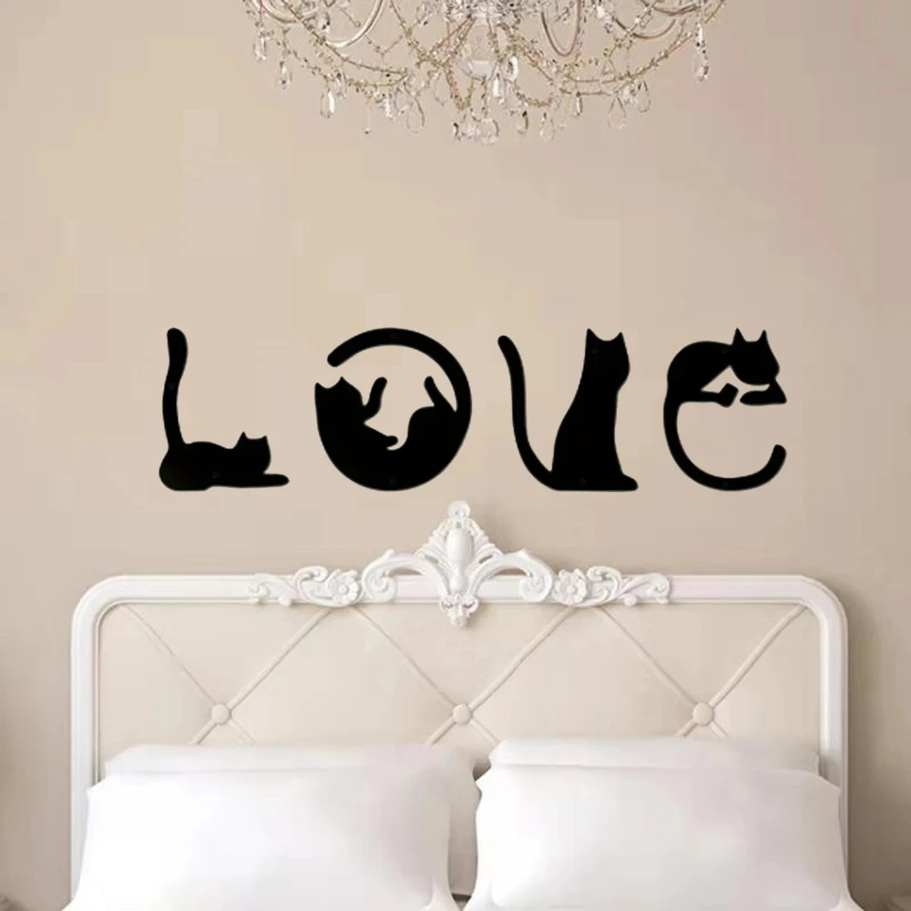 Cute Cat Wall Decor Abstract Home Art Room Gothic Valentine's Day Sticker view 3