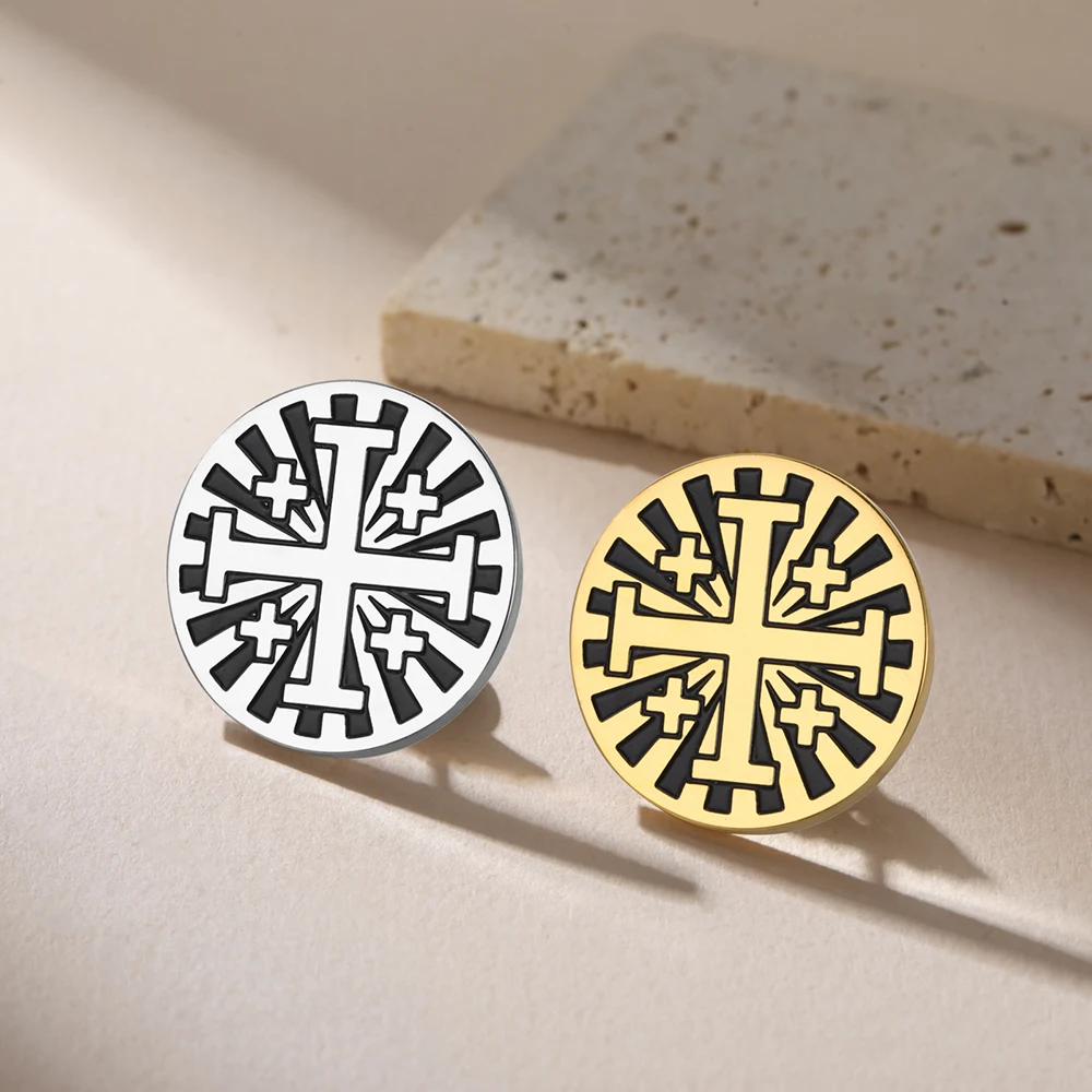 Dawapara Jerusalem Kreuz Brosche Pins Religiöses Gebet Glaube Griechisch-orthodoxer Schmuck Schutz Amulett Edelstahl Zubehör – Detail 14