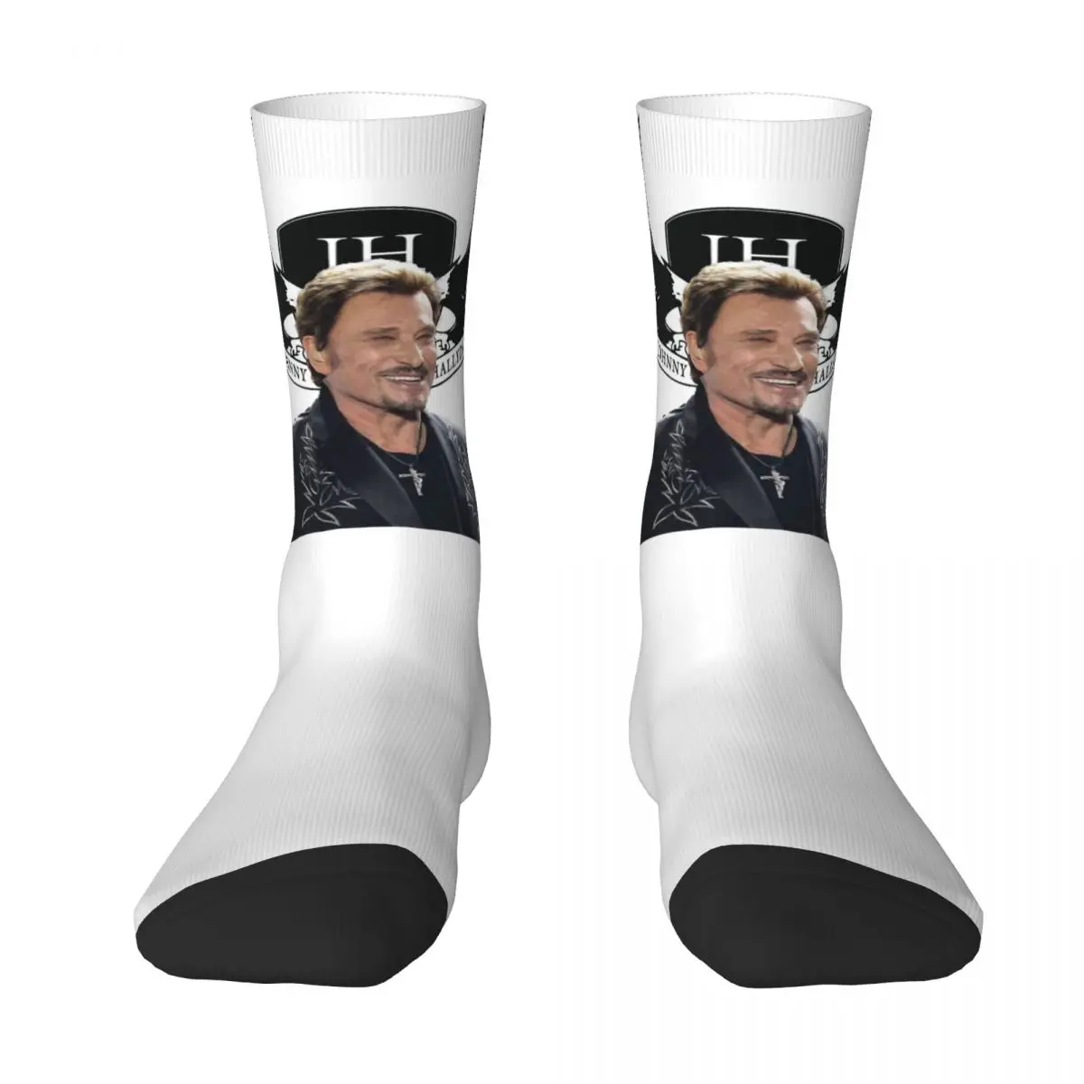 Johnny Hallyday Rock My Favorite People Culture Funny Man Socks Male Mens Women Summer Stockings Polyester