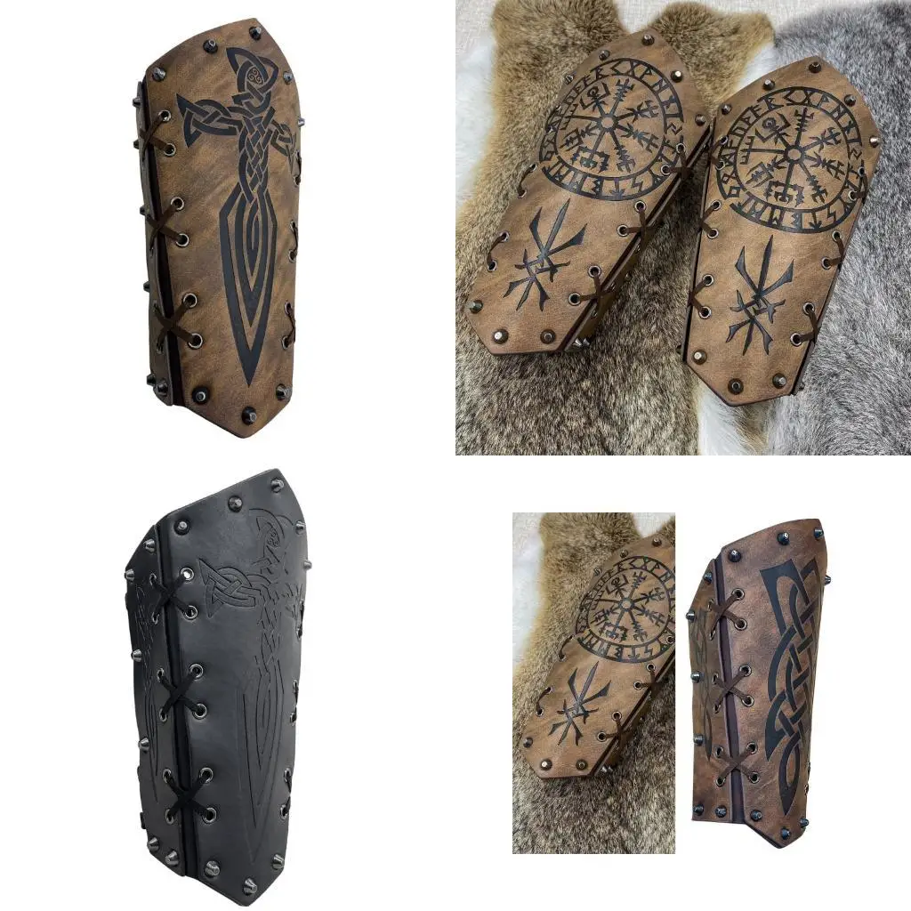 39bd رجال منقوشون الأصفاد المعصم Bracer Cosplay Bracer Wristband للحفلات