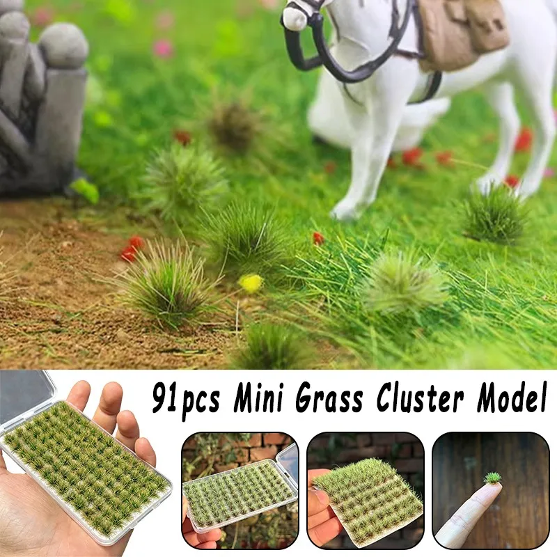 91pcs/box Mini Grass Cluster Model Table Scenery Landscape Materials DIY Model Grass Tufts for Patios Static Grass Tufts Grass