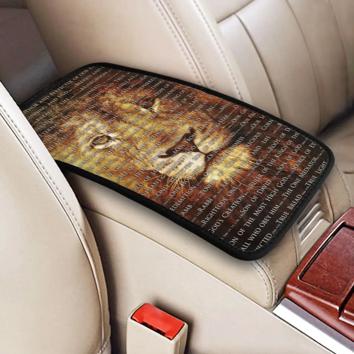 Car Armrest Cover Mat The Names Of God Jesus Lion Car Center Console Protection Cover Mat Christian Catholic Interior Cushion