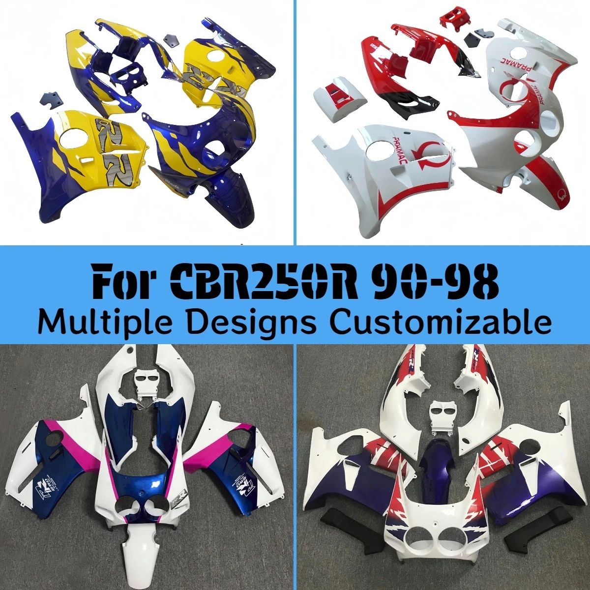 

For HONDA CBR250R 1990-1998 Rebuild Motorcycle Fairings CBR 250R 90-98 Hot Style ABS Prime Fairing Kit