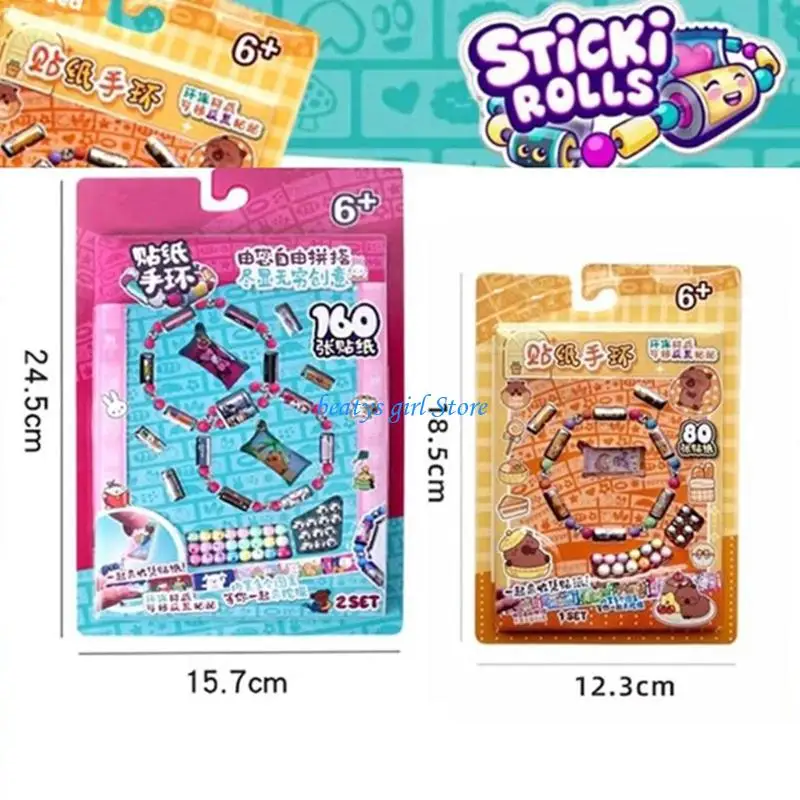 

C7AB Friendly Bracelet Sticker Jewelry Set Safe Reusing Craft for Youngly Learners