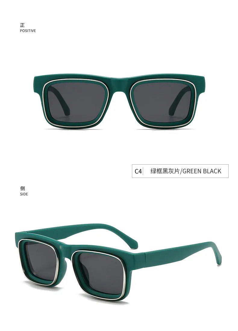 Neue Vintage Quadratische Sonnenbrille für Damen und Herren Marken-Rechteck-Sonnenbrille Ovale Brillen für Männer und Frauen – Detail 8