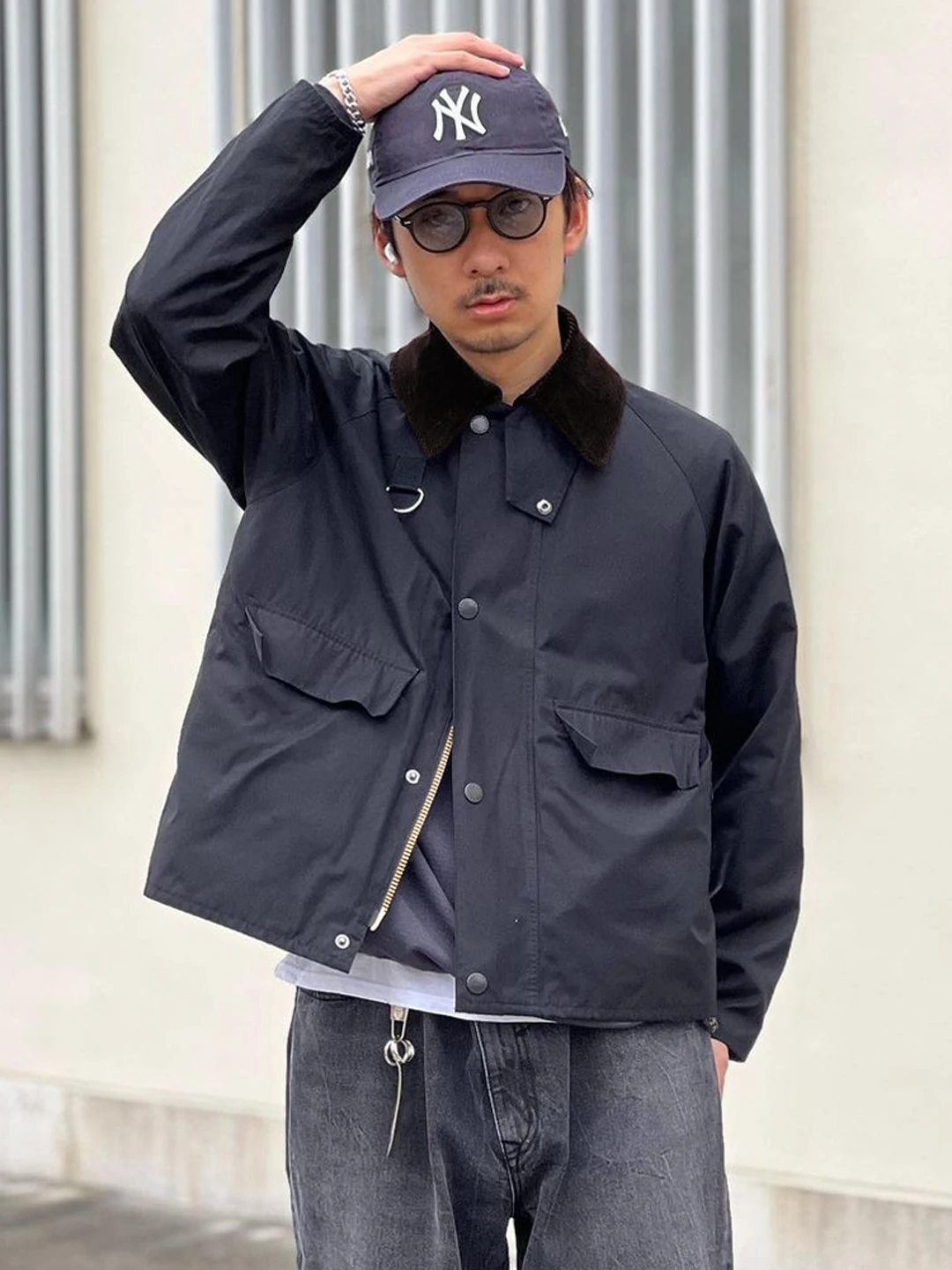 

Corduroy Non-Fatigue Jaet Coat Loose Casual Sle with Multiple kets Men's Faion Urban Wear Windproof ort Length