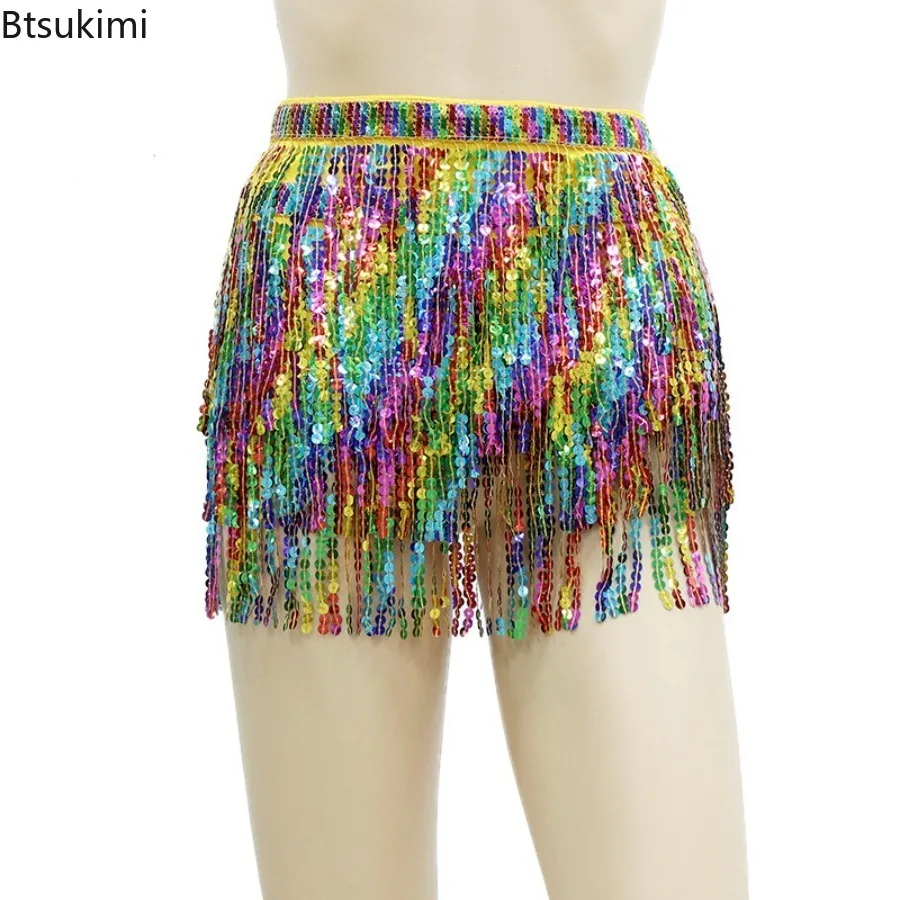 Belly Dance Practice Clothes Belt for Women Belly Dancing Accessories Hip Scarf DJ Nightclub Dancing Waist Chain Tassel Scarf