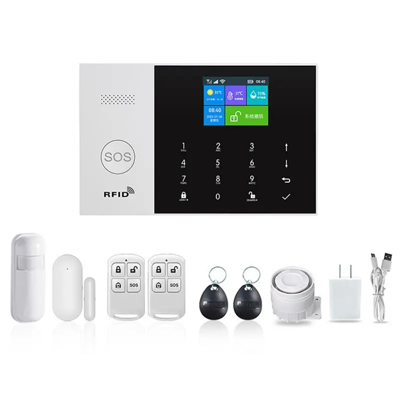 

FULL-Home Burglar Security Alarm System Sensor WIFI SIM GSM RFID For IOS Android APP Remote Control US Plug