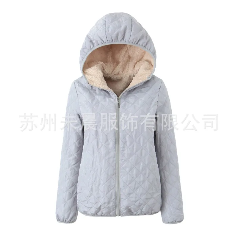 Ladies Hooded Quilted Padded Jacket Coat Women Fuzzy Zipper Loose Coat Winter Woolen Coat Fashion Casual Daily Outerwear