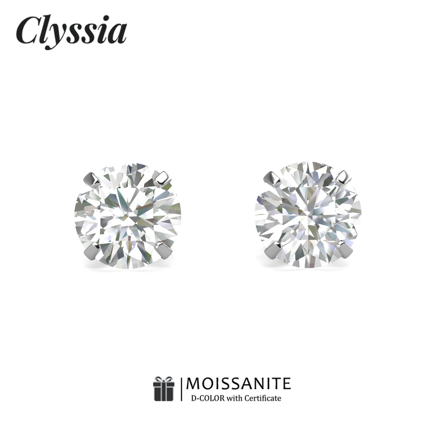 

Round Cut 4-clawed Genuine Moissanite Stud Earring 3/4/5/6/7/8mm 925 Silver Dazzling Women Men Jewelry with GRA Certified