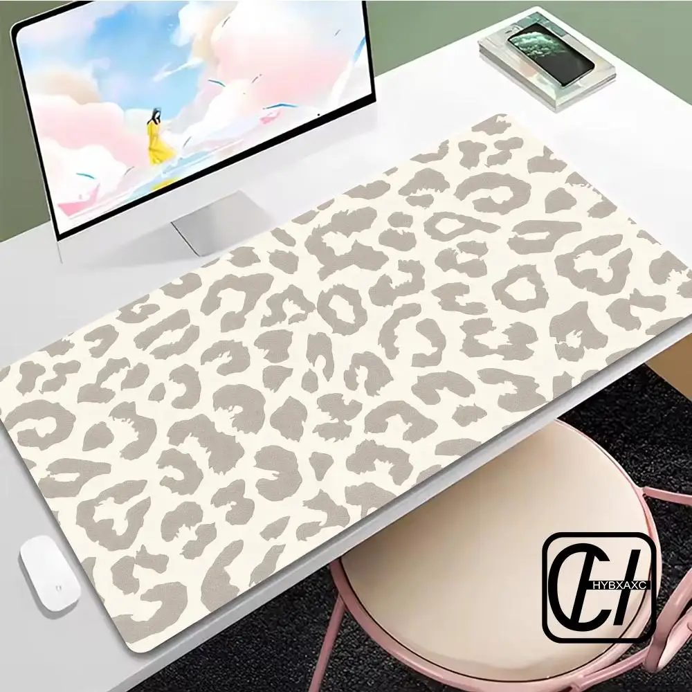 

XXL Computer Keyboard and Mouse Pad Beige Brown Leopard Office Home Gaming Setup Gaming Desk Accessories Mouse Mat HYB XXC