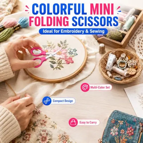96Pcs Folding Scissor Creative Stationery Portable Manual Student Paper Scissors Paper Cutting Knife Classroom Learning Tools