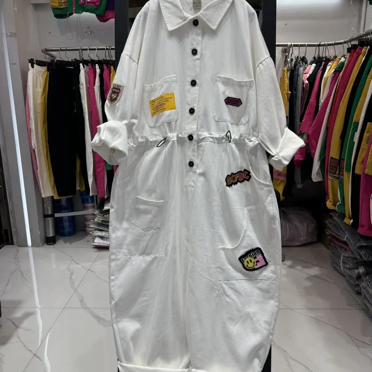 

Spring and Autumn Fashion Women's Jumpsuit Commuting Loose Workwear Splicing Lace Up Jumpsuit