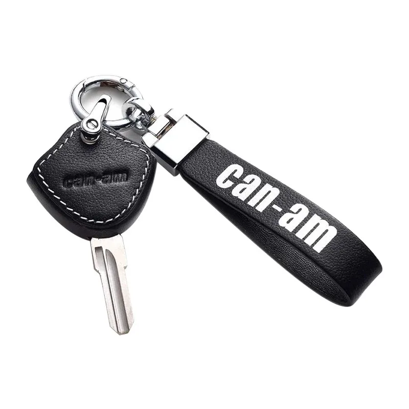 حافظة مفاتيح للدراجة النارية من الجلد الطبيعي لـ BRP Bombardier Can-am Can Am غطاء مفتاح تعديل الدراجة النارية ملحقات سلسلة المفاتيح فوب