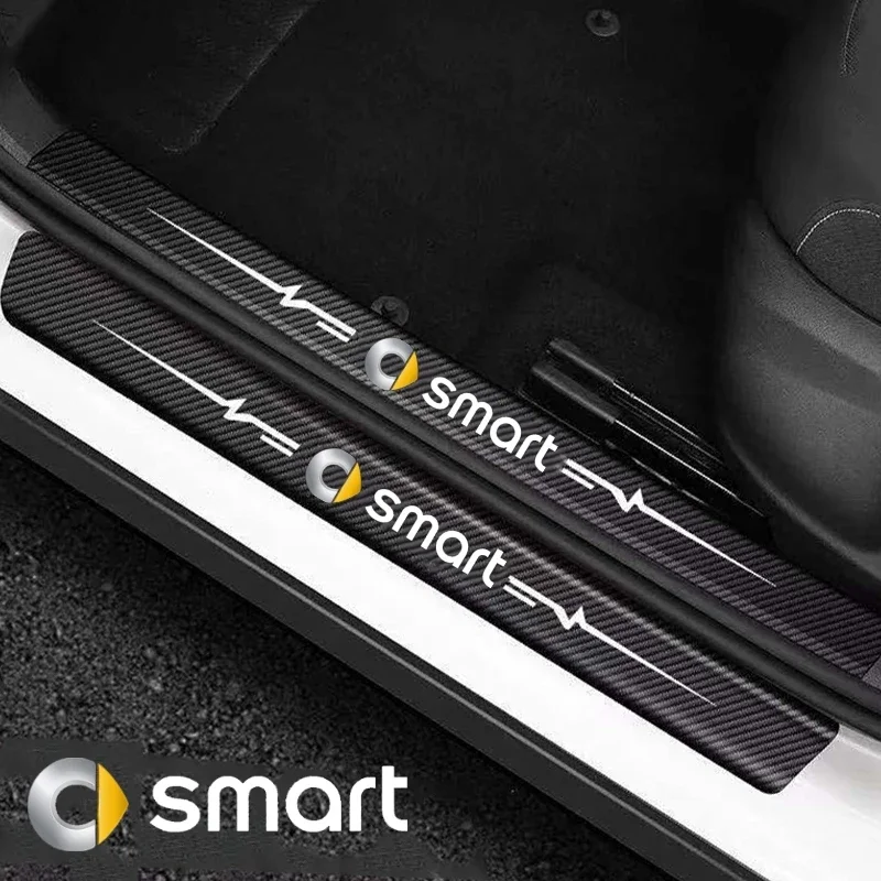 Car Door Sill Protector Sticker Carbon Fiber Threshold Rear Bumper Guard Strips for Smart Forfour Fortwo 453 451 450 Accessories