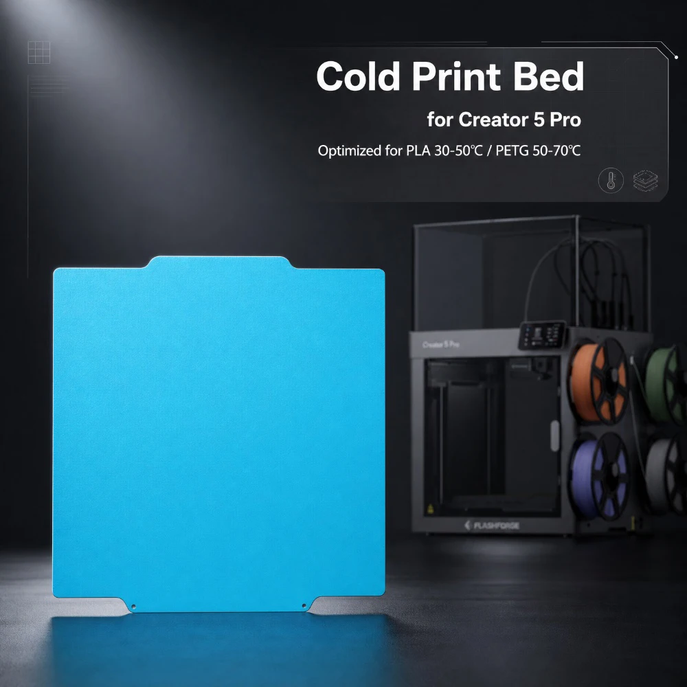Cold Build Plate For Flashforge Creator 5 5Pro Build Plate Bed Fit PLA PETG Save Power for flashforge C5 Pro Reduce Machine Load
