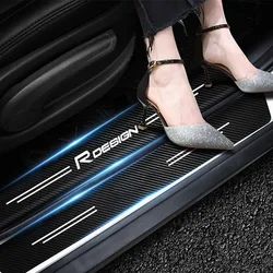 탄소 자동차 도어 씰 스커프 커버 블랙 도어 패널 가드 보호대 트렁크 범퍼 가드 데칼 for Volvo RDESIGN 자동차 액세서리