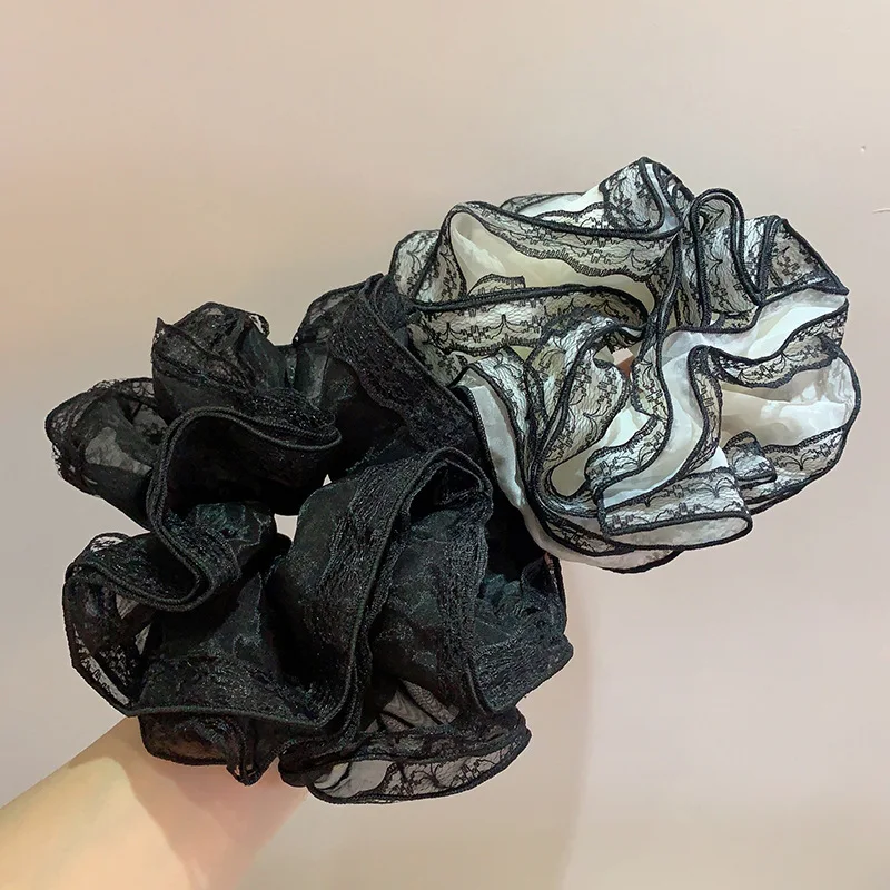 Korean Lace Hair Ring Hollow Fabric Large Hairband for Women with Tied Hair and High Ponytail Temperament Hair Accessory - Image 3