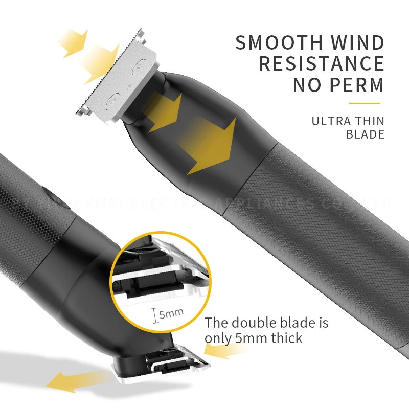 Kemei Professional Zero Gapped T-Blade Outlining Cordless Barber Hair Clippers 10W Hair Trimmer for Men Hair Close Cutting Kit