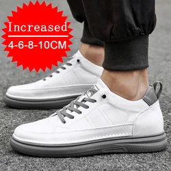 Gli uomini aumentano le scarpe Casual in vera pelle da 4/6/8CM sottopiede in aumento scarpe maschili invisibili altezza interna Increas Sneakers altezza scarpe