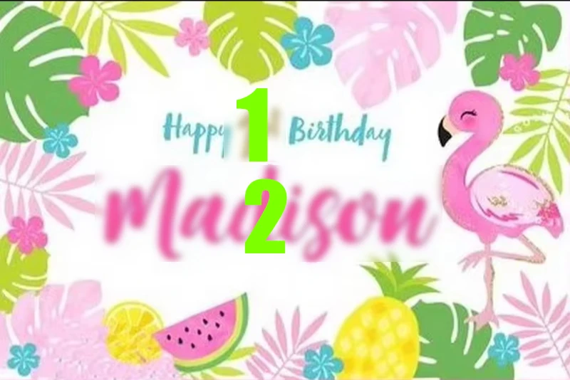 커스텀 플라밍고 파인애플 수박 꽃 잎 배경, 컴퓨터 인쇄 파티 용품, 사진 스튜디오 배경