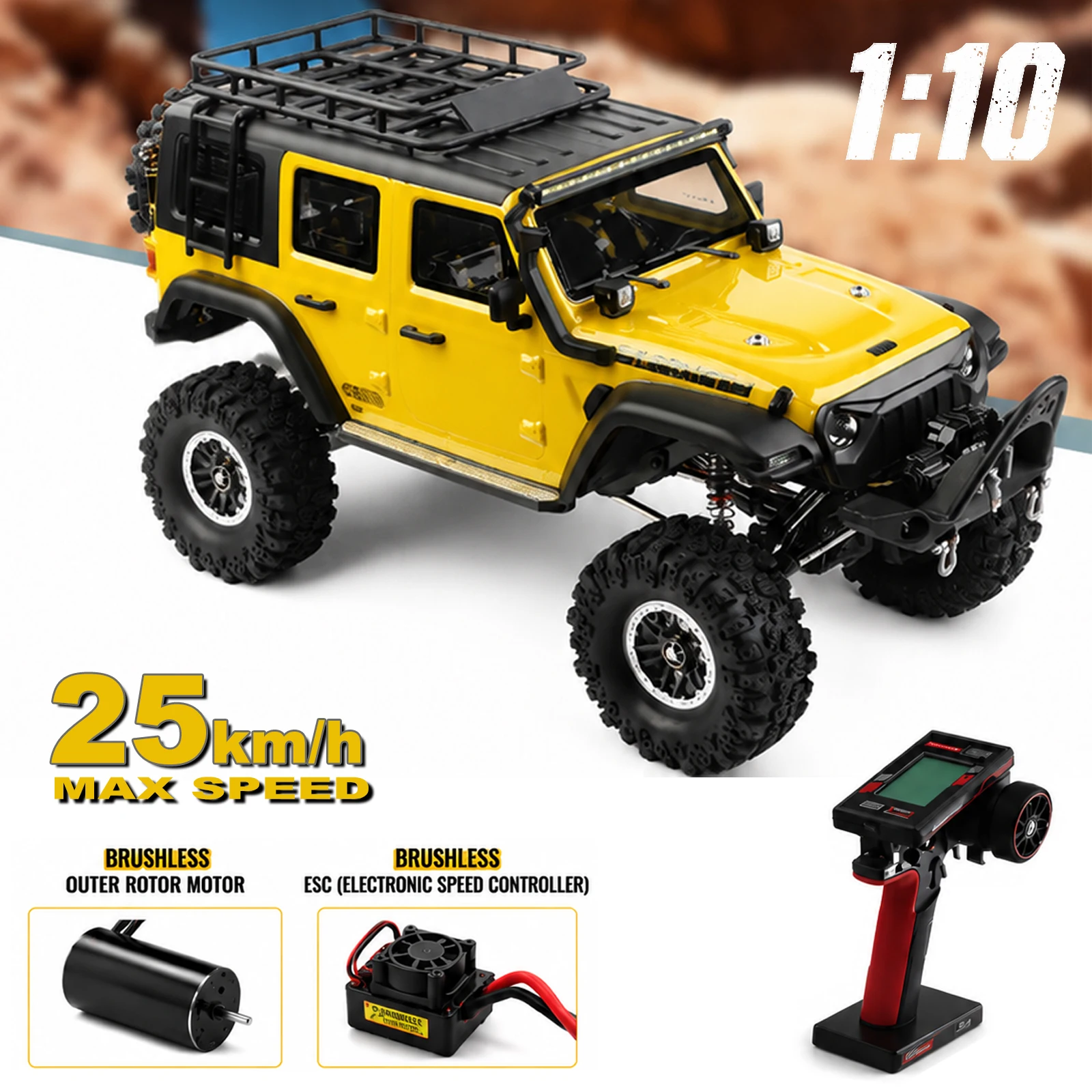 WLtoys 1/10 104006 PRO RC Crawler 4x4 Brushless Remote Control Climbing Car Rock Crawler with Differential Lock Electric Winch