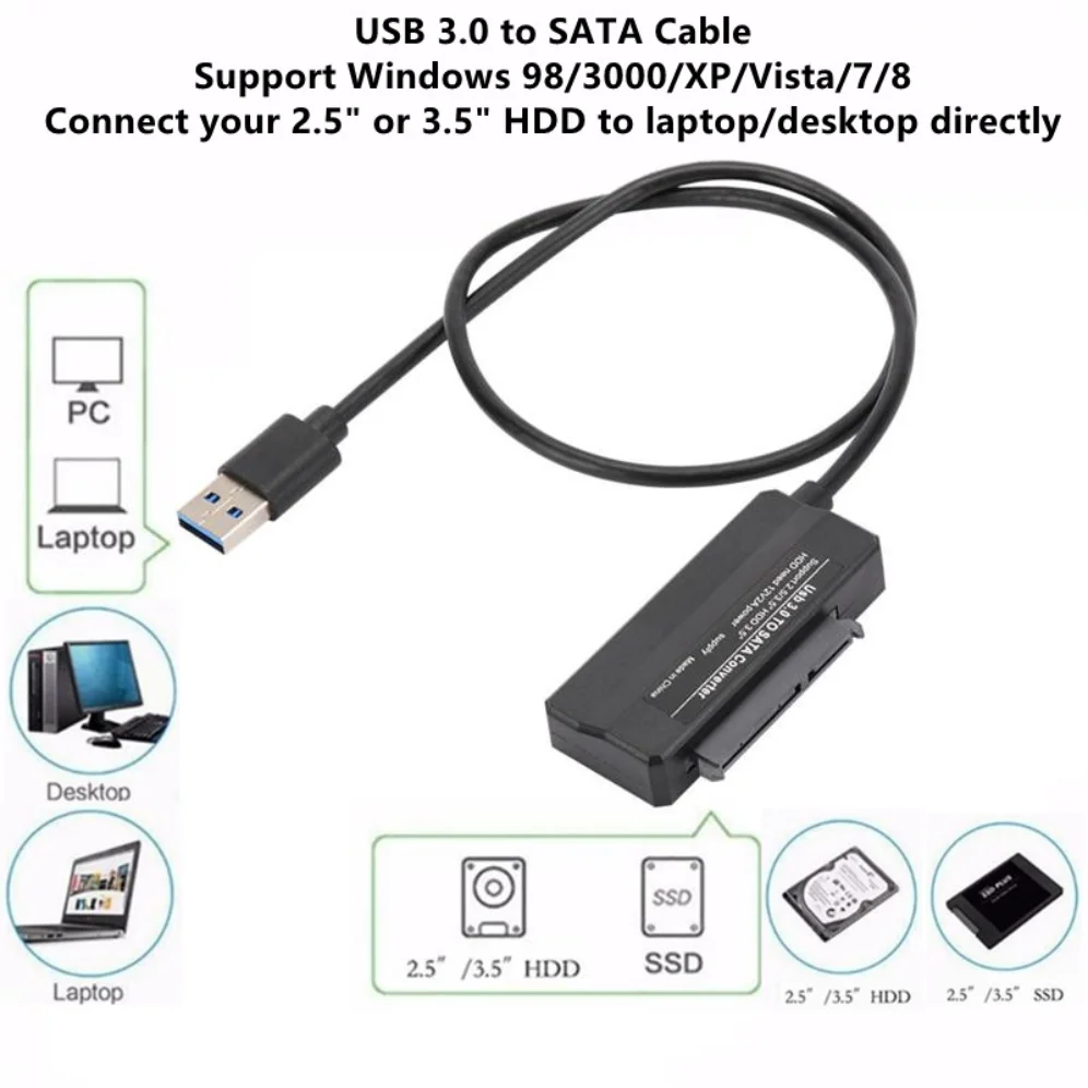 USB SATA III Cable Sata To USB 3.0 Adapter ความเร็วสูง5Gbps ข้อมูลสายเคเบิลสำหรับ2.5/ภายนอก3.5นิ้วฮาร์ดดิสก์ SSD